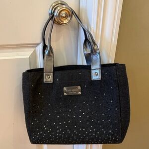 Kate Spade Brigette Rhinestone Studded Tote, Dark Gray with Silver Leather